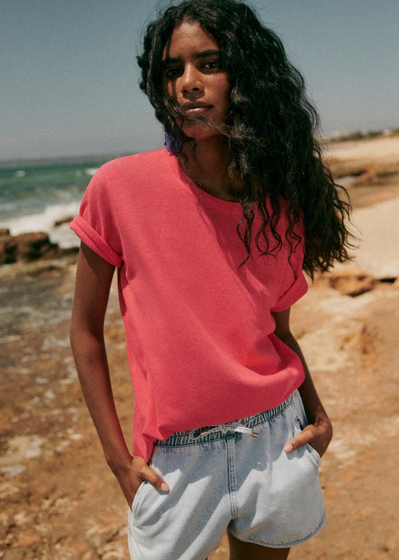 Martha T-Shirt - Candy Pink - Cotton - Sézane