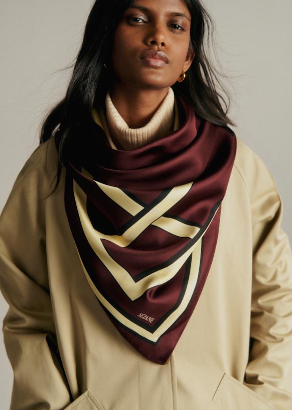 Cleonie Scarf - Bordeaux Stripe - Silk - Octobre Éditions