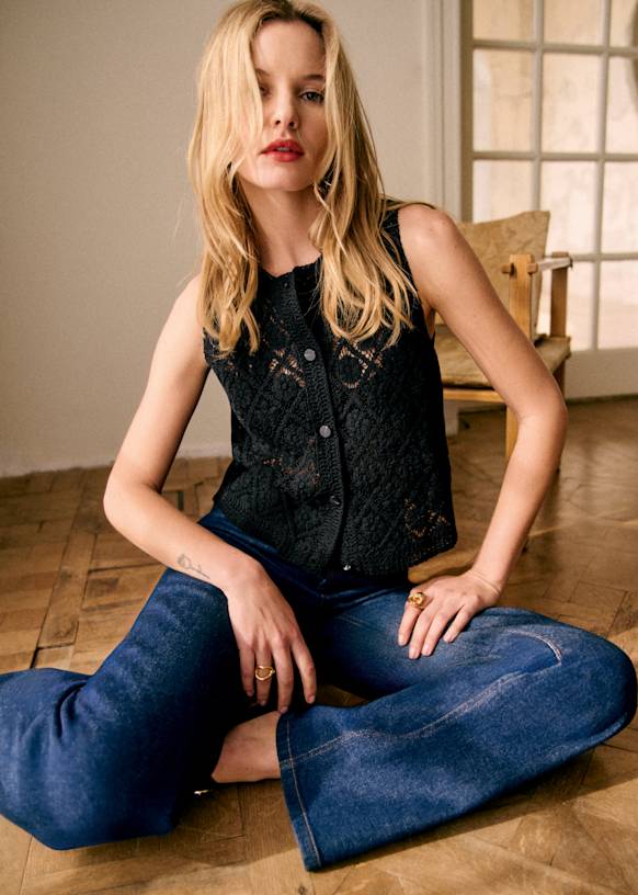 Ron Top - Ecru / Blue - Organic Cotton - Sézane