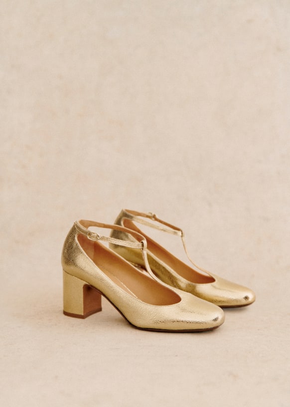 Marcie Babies - Smooth Gold - Metallic vegetable-tanned goat leather -  Sézane