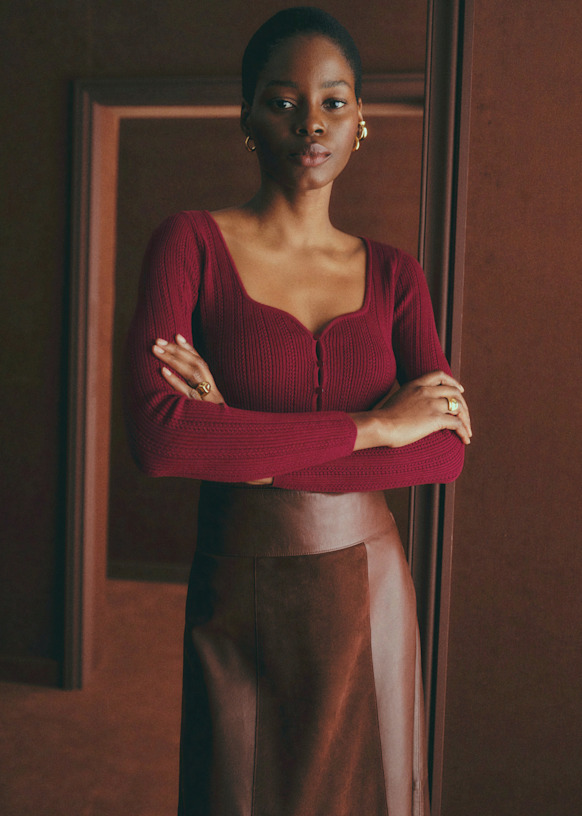 Alby Cardigan - Ecru / Black - Viscose ECOVERO™ LENZING™ - Sézane