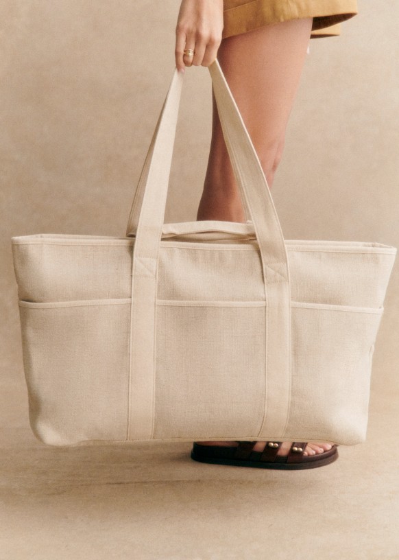 Tote bag Ecru Multicolor Jute Sezane