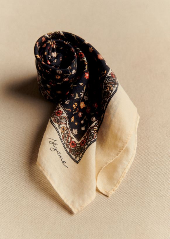 Gaston スカーフ - ネイビーポルカドット - オーガニックコットン - Sézane