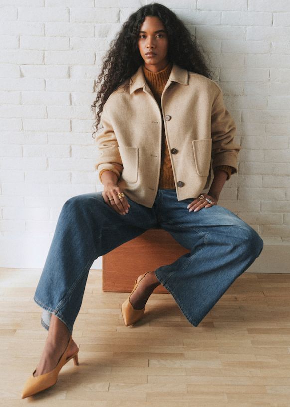 Mia Jacket - Burgundy - Lamb leather - Sézane