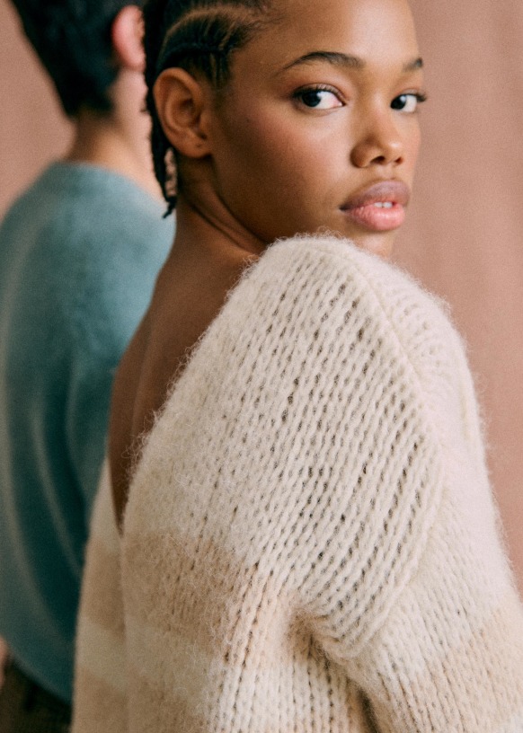 Lysandre Jumper - Ecru / Camel - Alpaca - Sézane