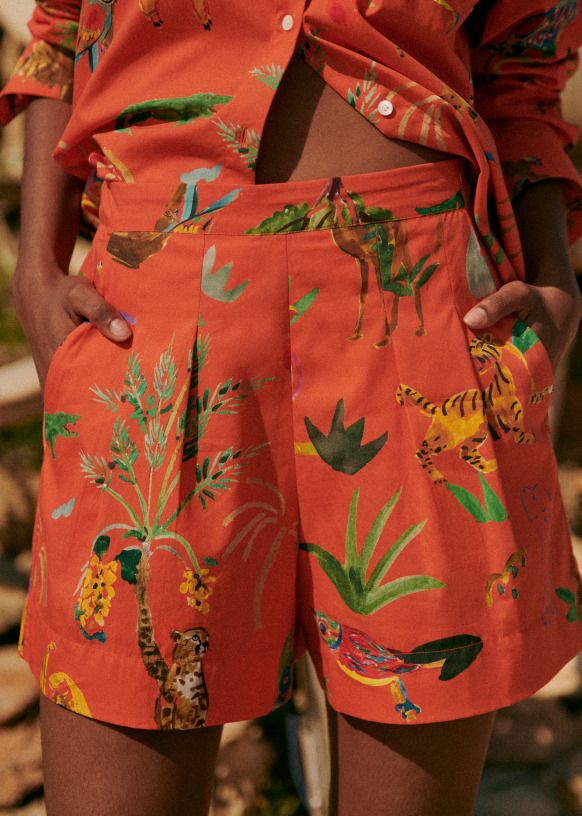 Nicolo Short - Sézane x G.KERO - Coral animals - Organic cotton