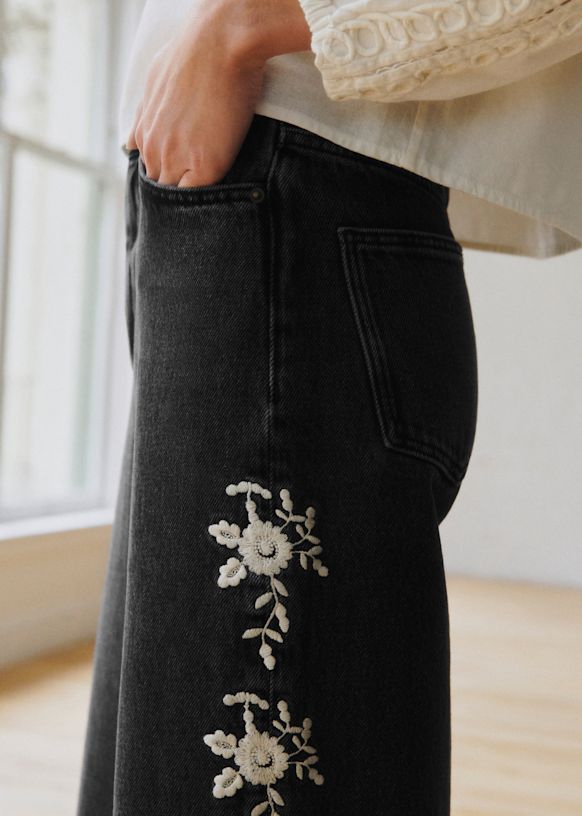 Valentin Trousers - Sézane x SEA NY - Denim Blue with Cream