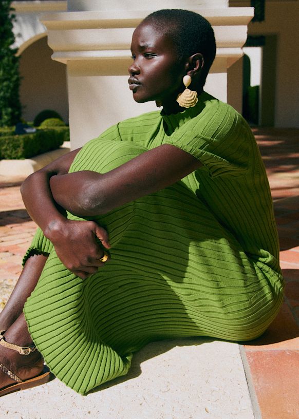 Suzanna ドレス - グリーン - オーガニックコットン - Sézane