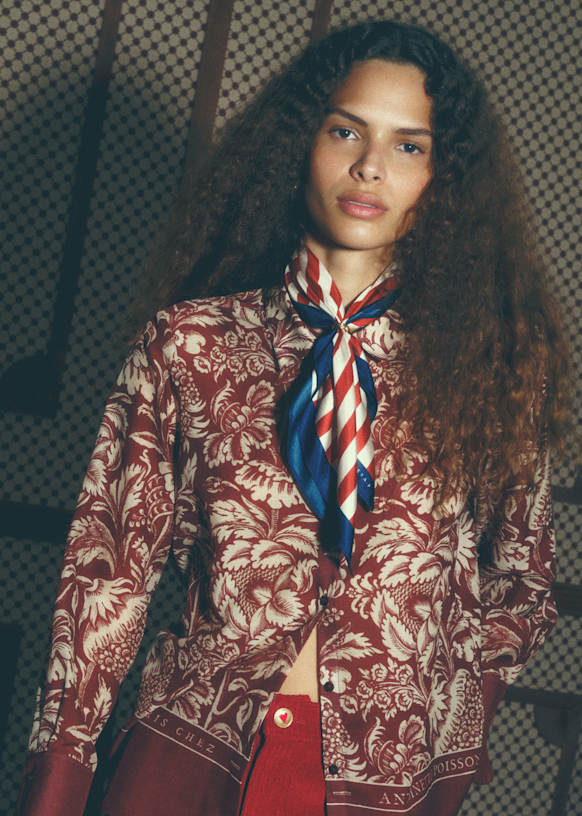 alors Paris アイボリー ニットスカーフ 刺繍B alors Paris アイボリー ニットスカーフ 刺繍B