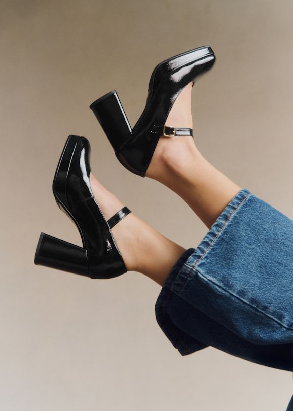 Georgia ハイベイビーズ - ブラックラッカー - 牛革 - Sézane