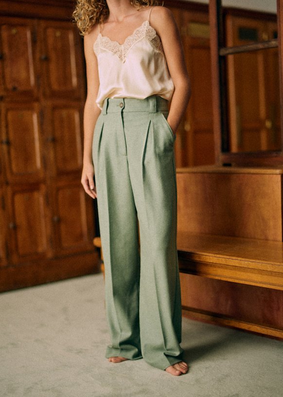 Théophile Trousers - Light Green - Recycled wool - Sézane