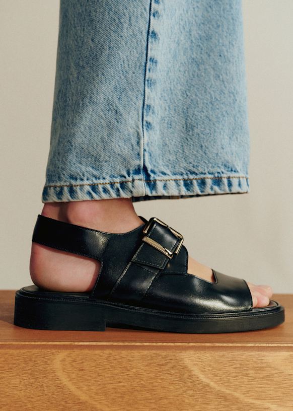 Low Hector Sandals - Glossy Black - Bovine leather - Sézane