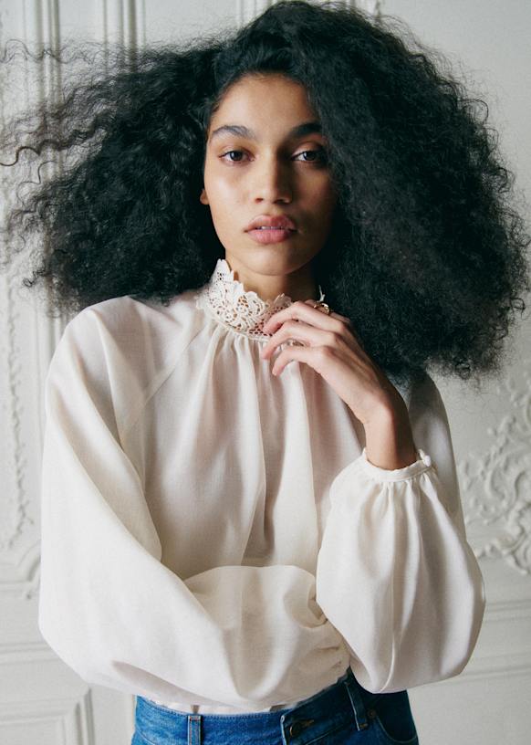 APOLINE Blouse - Ecru - Virgin wool - Sézane