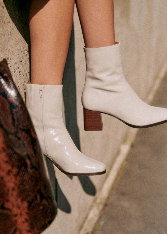 Axelle Ankle Boots - Taupe - Split cowhide leather - Octobre Éditions