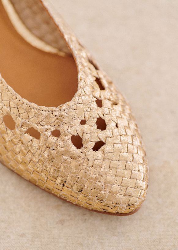 【SEZANE】ロー アーニャ バレリーナ Anya Low Ballerinas - Natural woven raffia - Raffia - Sézane