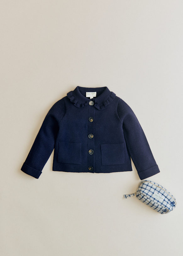 Betty Fantasy Cardigan - Navy - Merino Wool - Sézane
