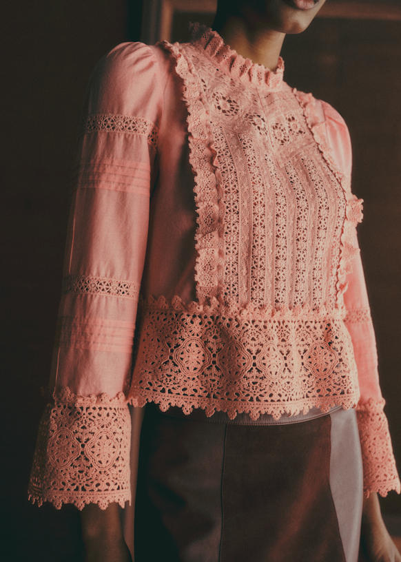 Tomoe Blouse - Rosewood Lace - Organic Cotton - Sézane