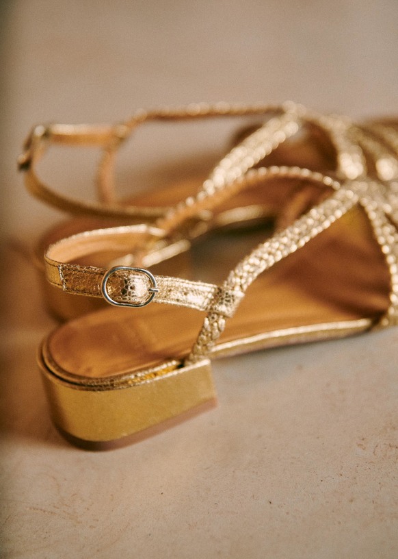 Low Rosa Sandals - Smooth Gold - Bovine leather - Sézane