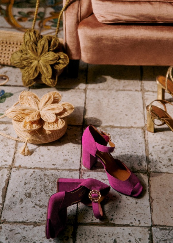 asos design polar chunky high heeled mary janes in mint patent