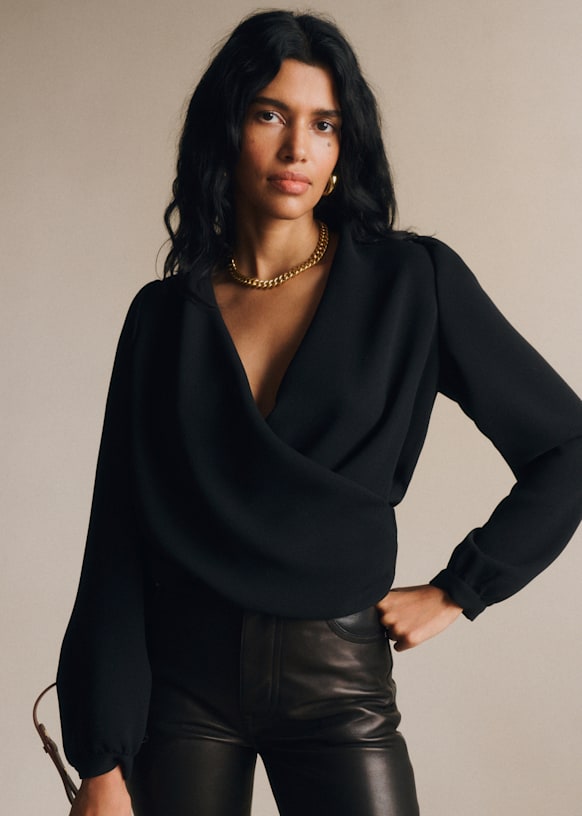 Abélia Blouse - Black - Recycled polyester - Sézane