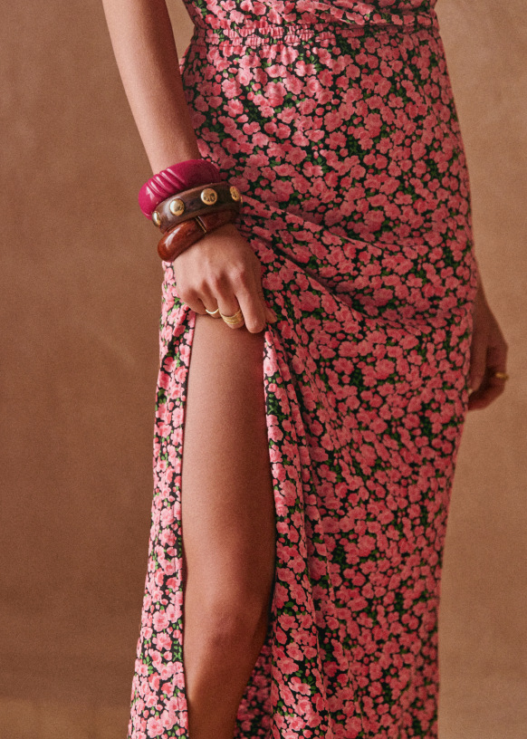 Luce Dress - Solidarity Creation - Pink flowers - Organic Cotton - Sézane