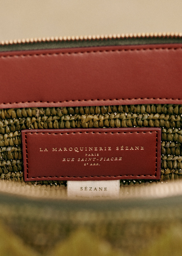セイモ　1204560 Tasje Simona - Damier Raffia Mauve - Raffia - Sézane