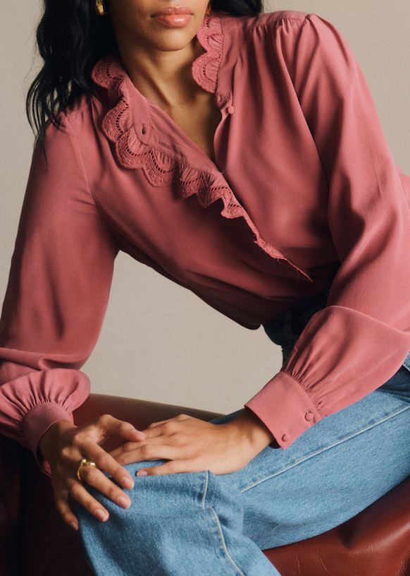 Chlo Shirt - Blue with Ecru - Organic cotton - organic textile