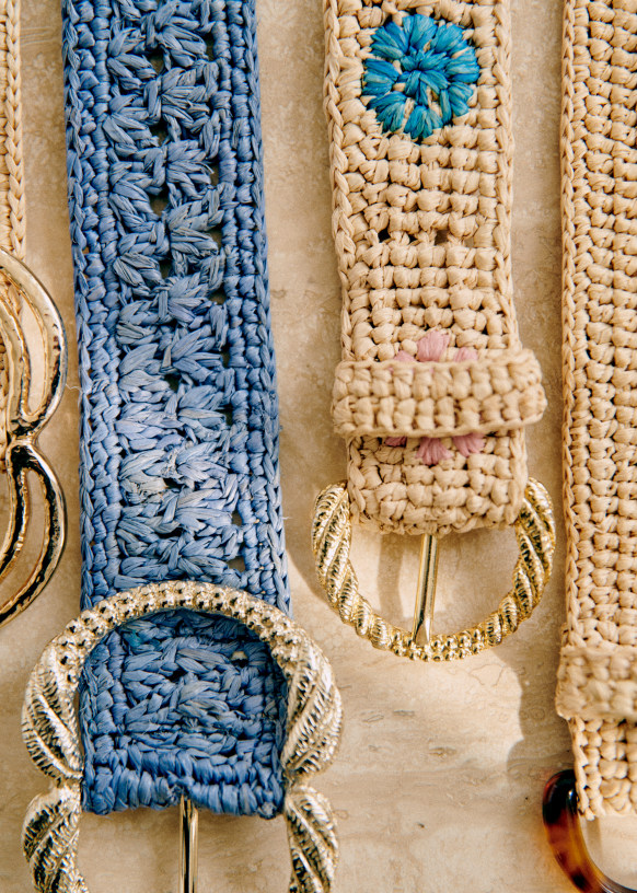 Thelma Belt - Multicolour Flowers - Raffia - Octobre Éditions