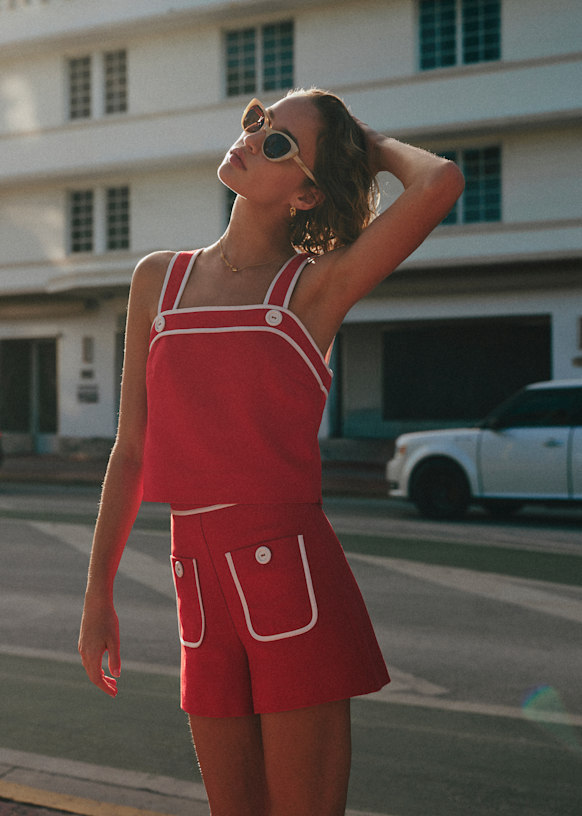 Leonis Shorts - Khaki green brown black sand houndstooth