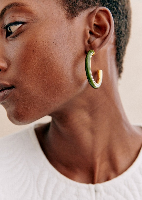 Olive green hoop earrings sale