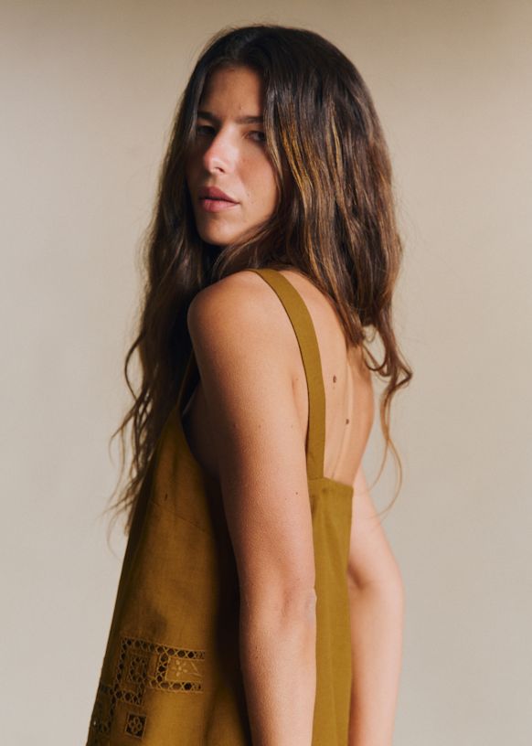 Victoire Dress - Placed Red Embroidery