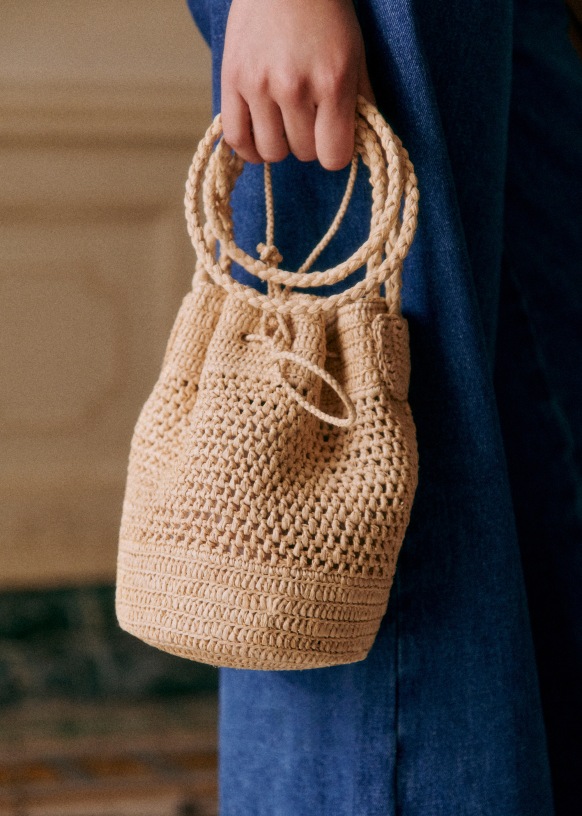 Bucket Bag Mini Capucine Raphia naturfarben Raffia Sezane