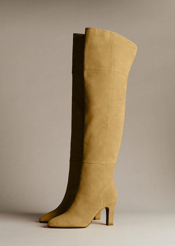 Dolores High Thigh Boots - Mocha - Split cowhide leather - Sézane