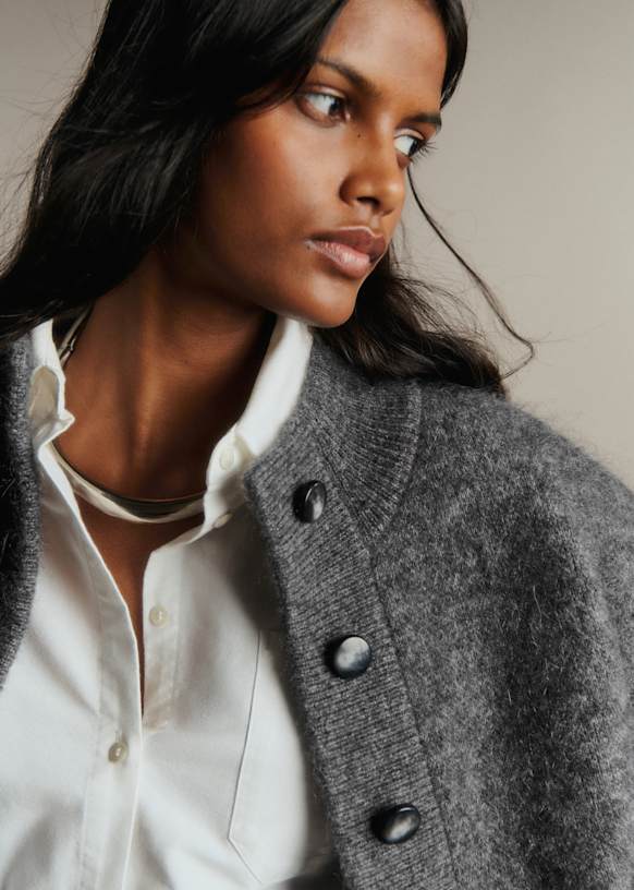 Thais Jacket - Mottled Grey - Kid mohair - Sézane
