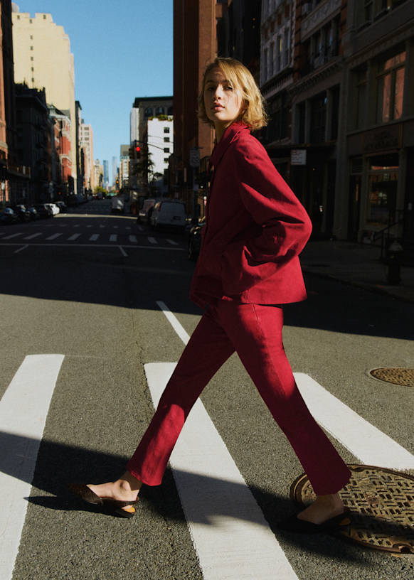 Ciara Trousers - Gingham Red Ecru - GRS certified recycled