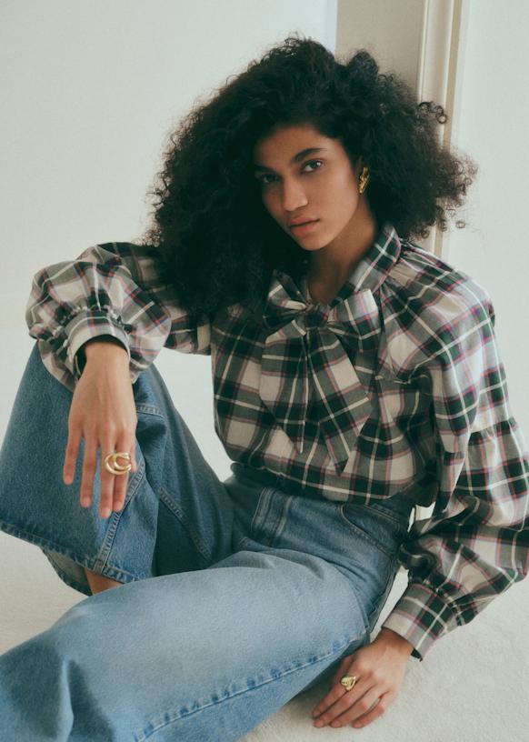 Chemise Tazia - Carreaux Vert Écru Rouge