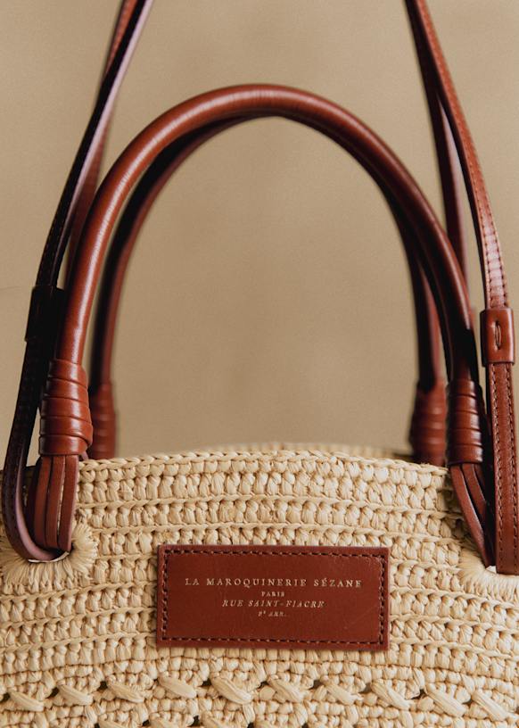 Justine Basket Bag - Natural Perforated Raffia - Raffia - Sézane