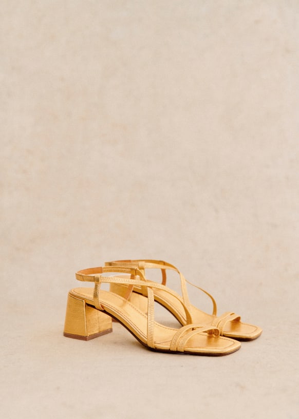 【SEZANE】ペルニール サンダル ヴィンテージゴールドメタリック Pernille Sandals - vintage gold metallic - Smooth metallic