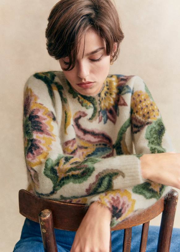 Daphné Jumper - Yellow Flower Print - Kid mohair - Sézane