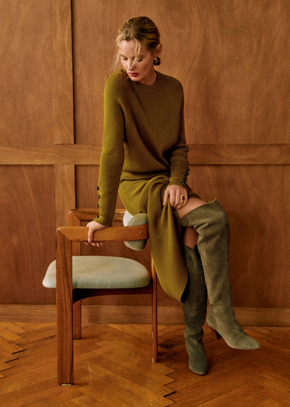 Sami Jumper - Olive Green - Merino Wool - Sézane