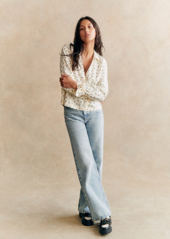 Addison Flouncy Tee, Aqua Dots