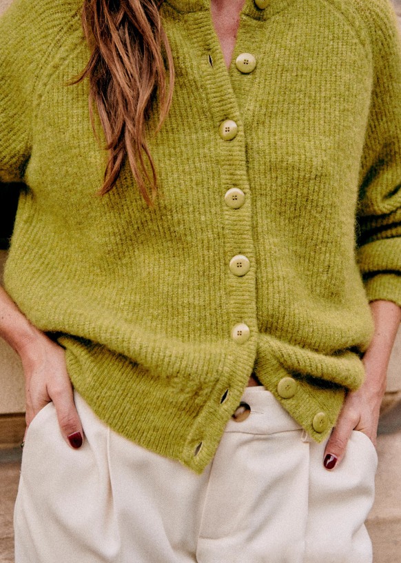 Othello Cardigan - Pistachio Green - Alpaca - Sézane
