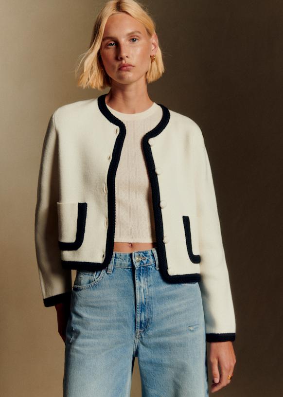 Auguste Jacket - Ecru / Black - Merino Wool - Sézane