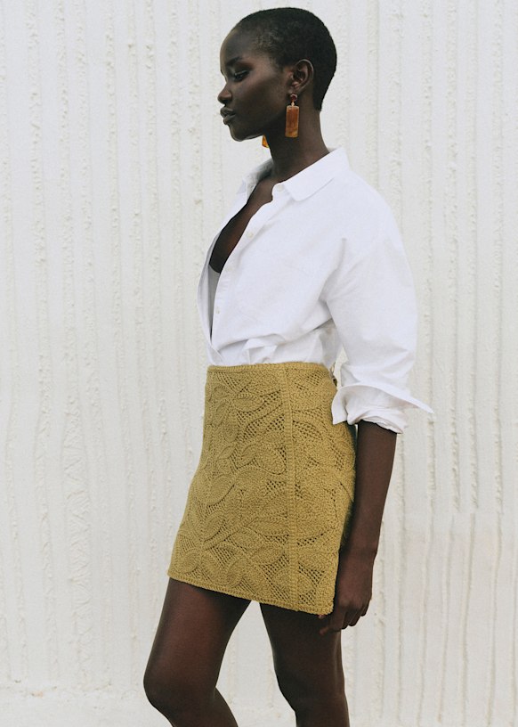 Malia スカート - ブラック エクリュ - オーガニックコットン