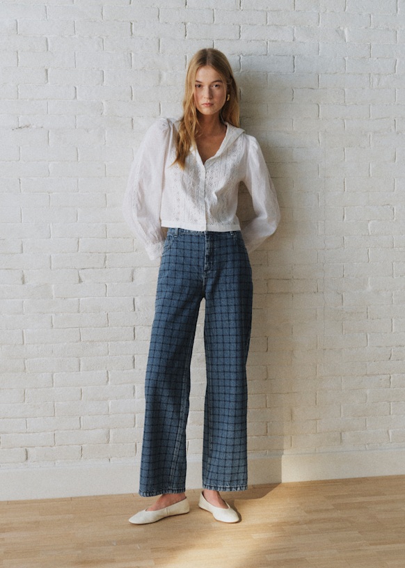 Le 90's Trousers - Sézane x Sea NY - Denim with Navy Embroidery