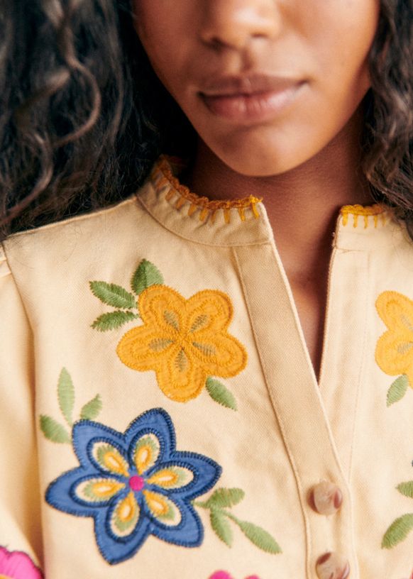 Severine Blouse - Multicoloured Flowers - Cotton - Sézane
