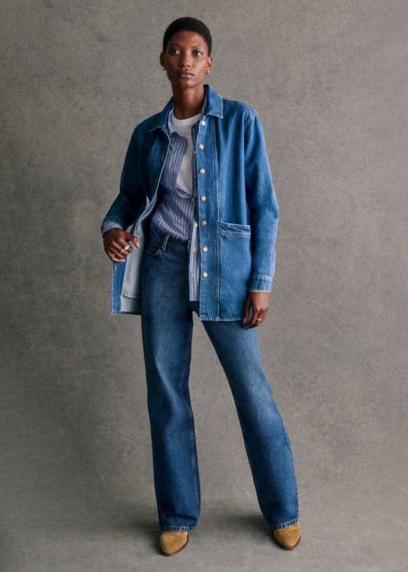 Veste Will Bleu Denim Coton biologique textile a base de fibres biologiques Sezane