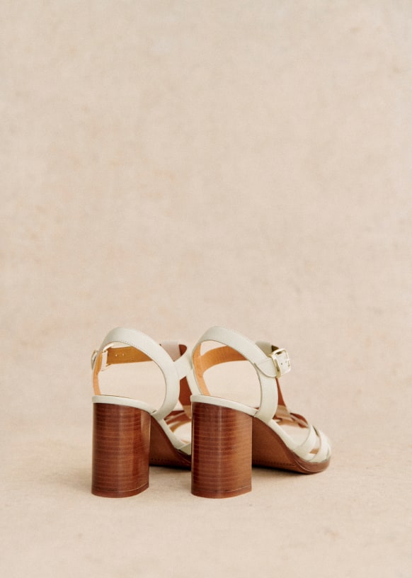 Florence Sandals Natural heritage Smooth cowhide leather S zane Heels Leather heels
