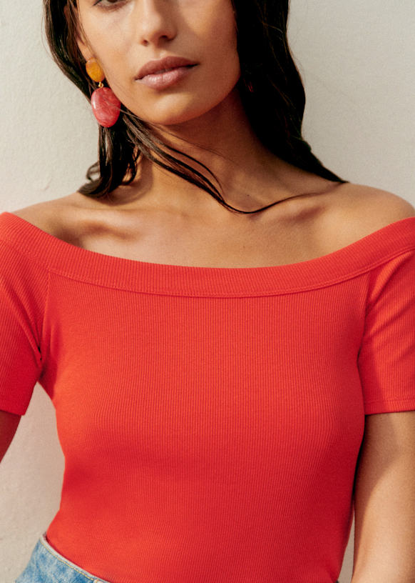 Odile T-Shirt - Coral - Organic cotton - organic textile - Sézane