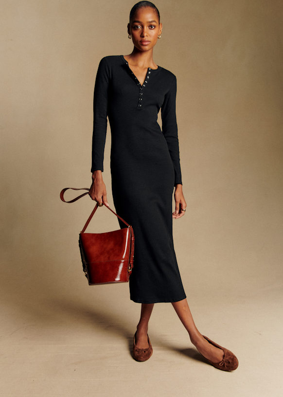 Elodie Dress - Black - Organic cotton - organic textile - Sézane